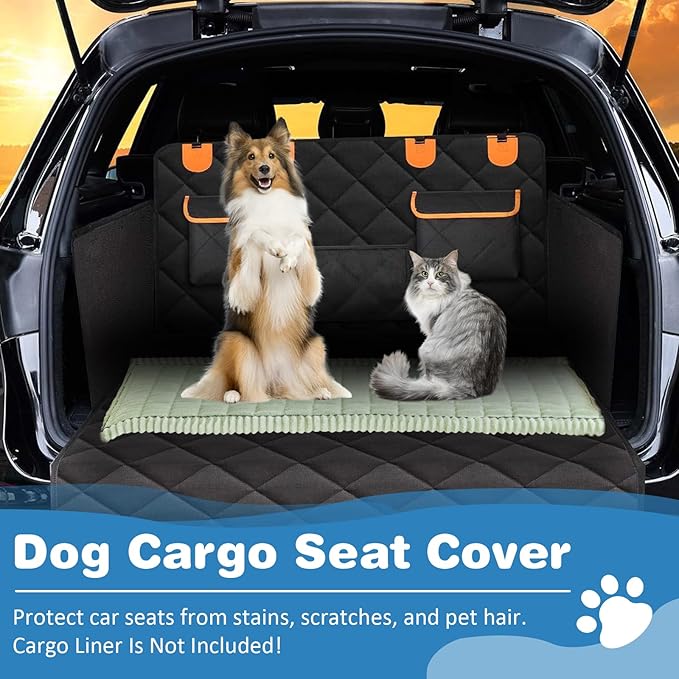 VClife Dog Car Seat Cover for Backseat Extender, Anti Slip Dog Bed Mat Travel Blanket, Pet Friendly Backseat Cover for Cars, SUVs, Small Trucks, Back Seat Extender Protector (Sage Green, 59"×27.6")