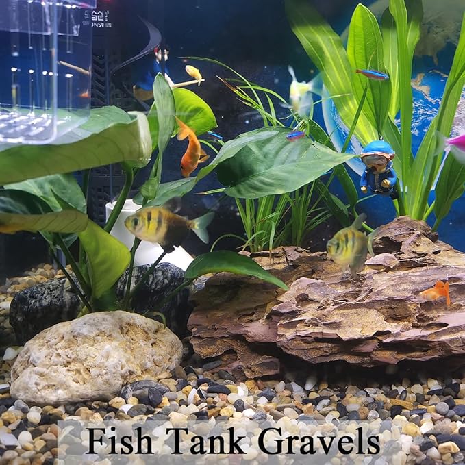 2lbs Fish Tank Rocks, 1/4 Inch Pea Gravel for Fish Tank, Decorative River Rocks for Aquarium Succulent Cactus Plant Vase Fillers Soil Cover and Outdoor Landscaping Stones