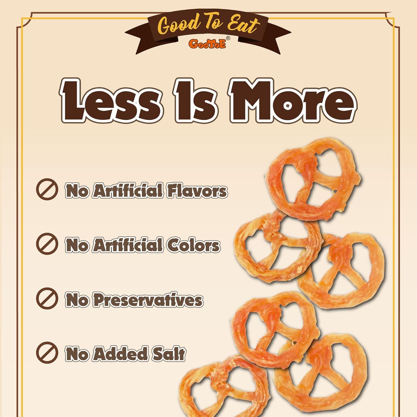 Gootoe Turkey Tendon Dog Treats, Pretzel (S) 6 Pieces per Pack, USA-Sourced Turkey Tendon, Natural Snack, Premium Puppy Chews, Hypoallergenic, Reseal Value Bags, Size for Small Dogs (Pack of 2)