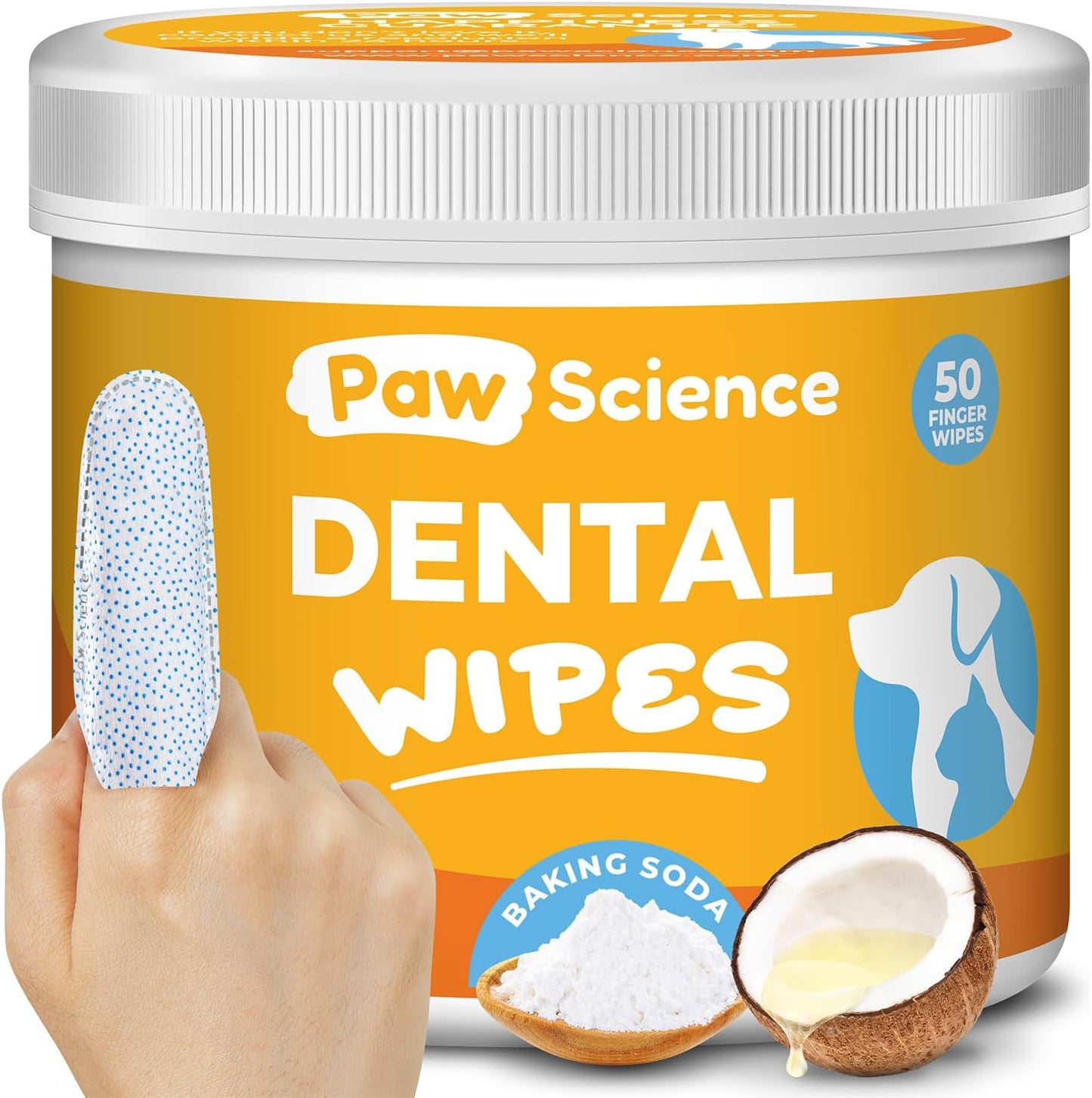 Dog Teeth Cleaning Wipes - Dental Finger Wipes for Dogs & Cats - Pet Toothbrush & Tooth Brushing Kit - Effective Teeth Cleaner (Mint)