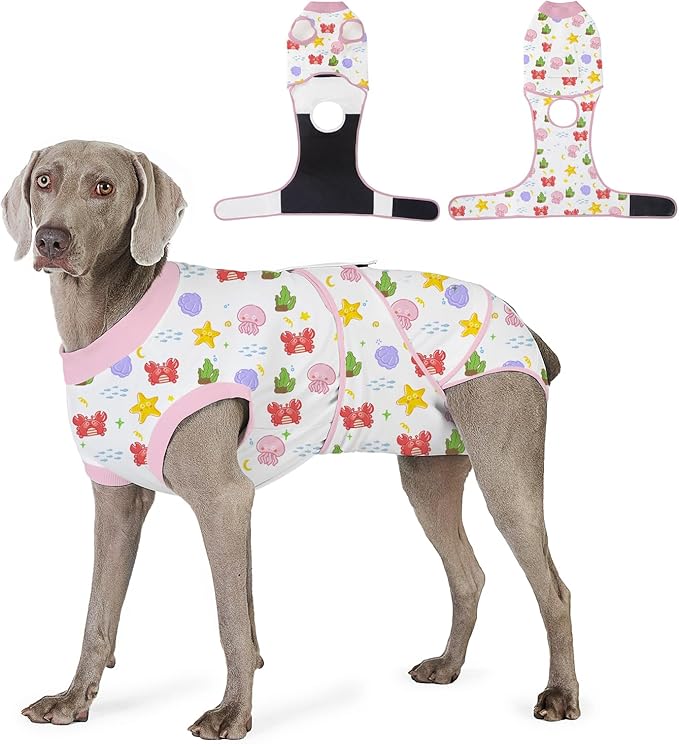 Recovery Suit for Dogs After Surgery, Professional Dog Surgical Suit for Female Spay, Male Neuter, E-Collar & Cone Alternative Dog Onesie for Abdominal Wounds Skin Disease, Jellyfish, XXL