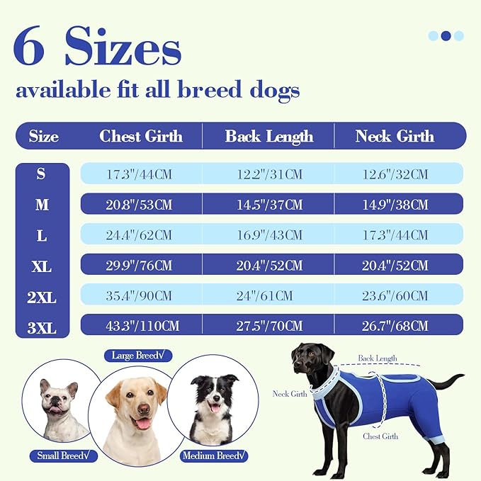 ROZKITCH Dog Surgery Leg Sleeve Rear Legs, Male Female Pet Prevent Licking Wound Elbow Knee Protector, Dog Recovery Suit Cone Collar Alternative Pants Shirt for Wound Heal Wrap Blue M