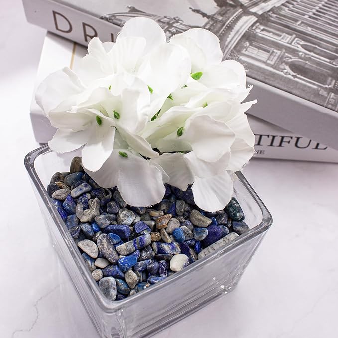 0.88 Lb Lapis Lazuli Crushed Stones Aquarium Gravel Rocks Bulk, Natural Healing Reiki Crystals Stones Chips Polished Tumbled Quartz Rock for Garden|Vase Filler|Fish Turtle Tank Decorations