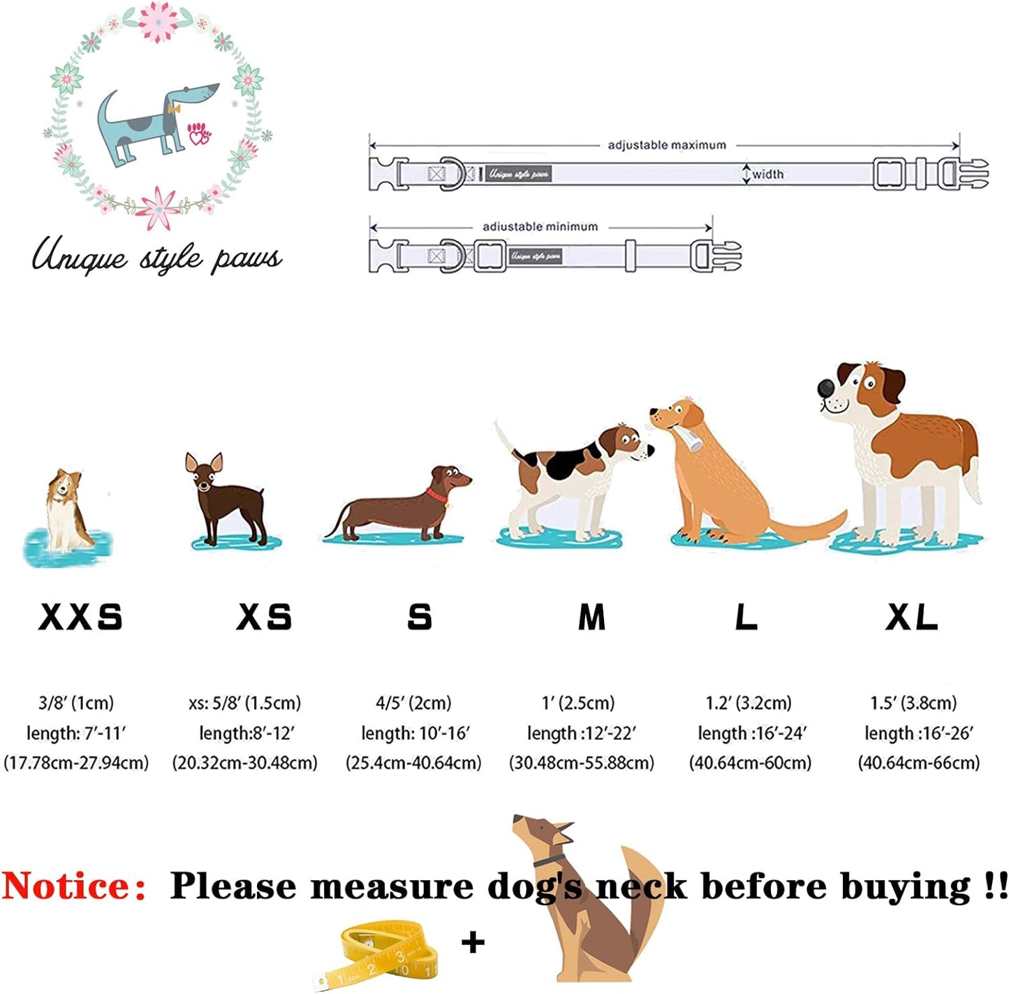 Unique style paws Christmas Dog Collar with Bow Best Winter for Small Medium Large Dogs -Christmas Tree-M