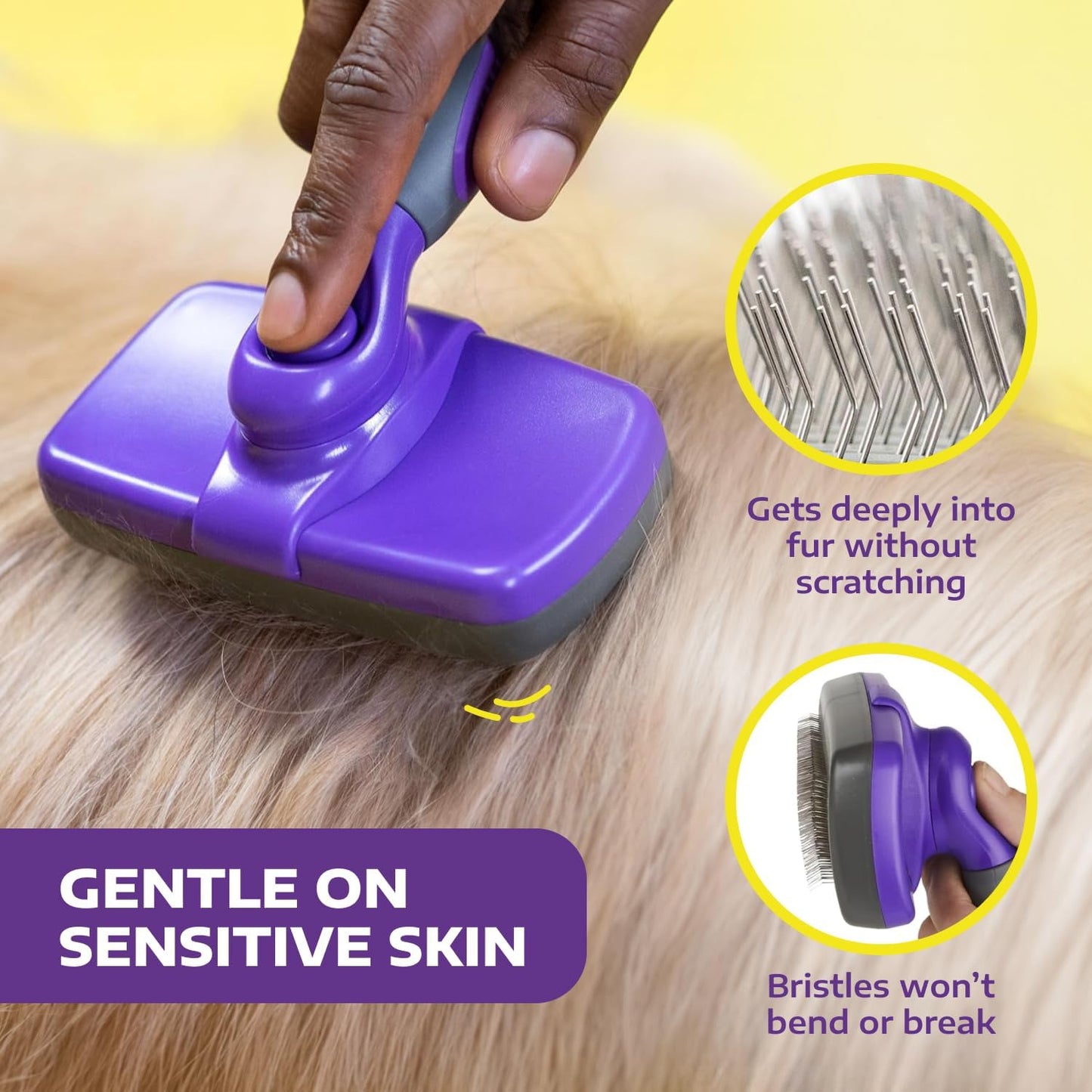 Hertzko Self-Cleaning Slicker Brush for Deshedding Long and Short-Haired Pets - Small Size Grooming Rake and Comb for Dogs and Cats