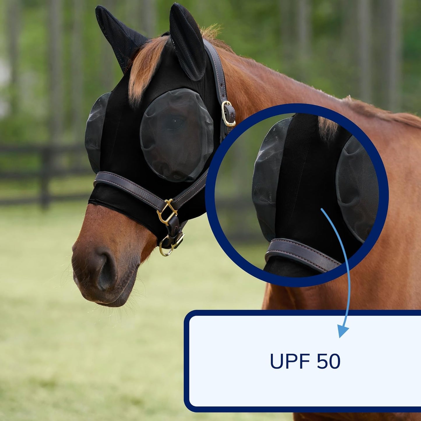 SmartEquine Comfort Fly Mask with SmartCore Technology | UV Horse Mask | UPF 50 | Forelock Hole | Stretch Material | Fine Mesh Around Ears | Moisture-Wicking for Cool Comfort (Cob)