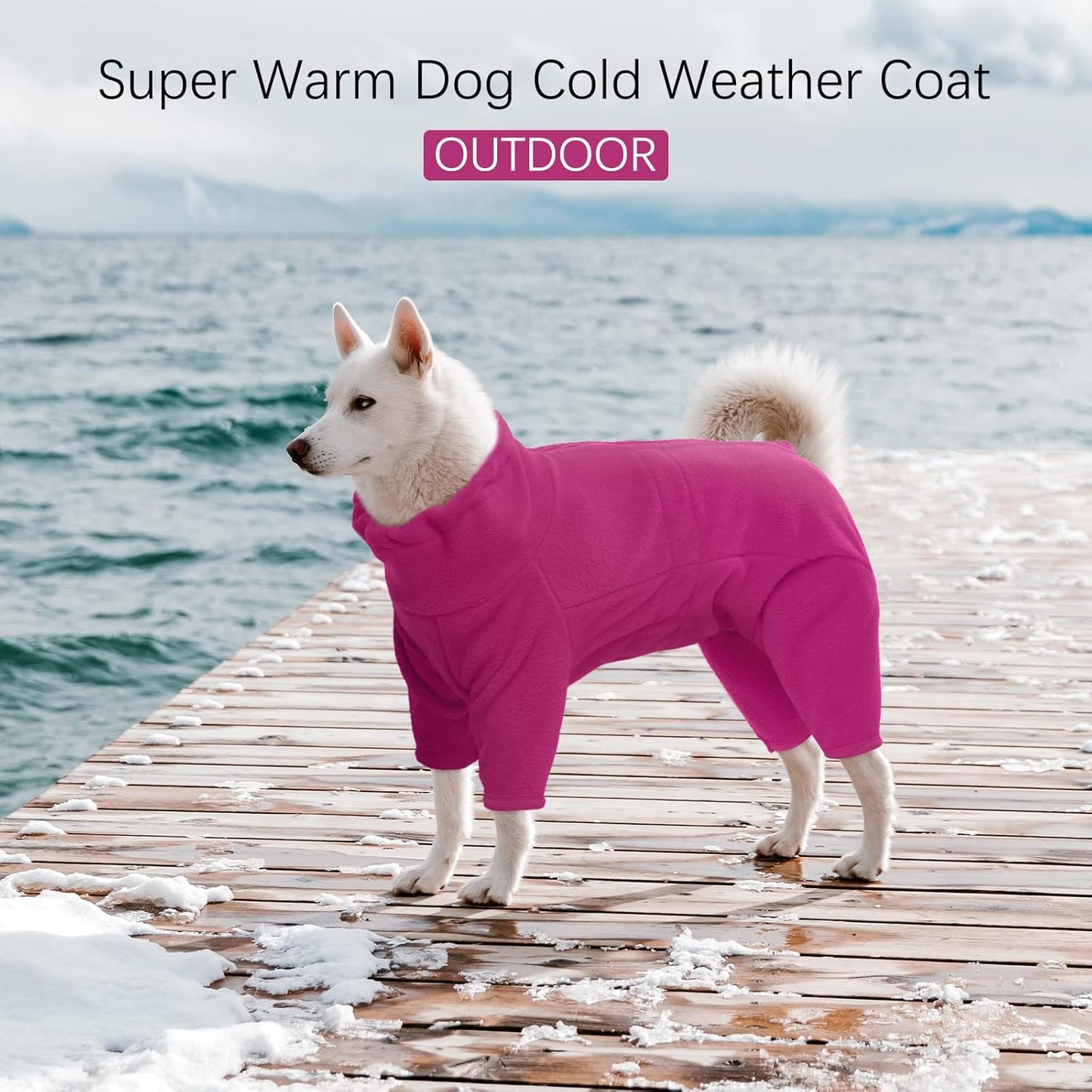 ROZKITCH Pajamas for Large Dogs, Pet Windproof Warm Cold Weather Jacket Vest Cozy Jumpsuit Apparel Outfit Clothes for Small Medium Large Dog Walking Hiking Sleep Pink L