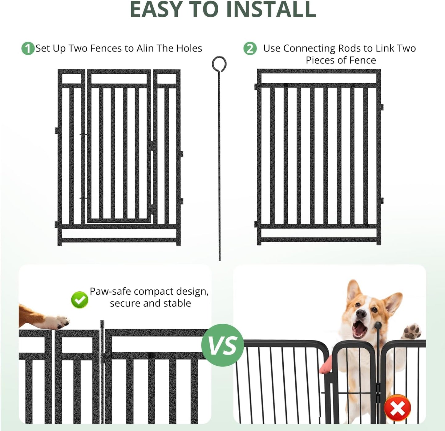 Dog Fence Outdoor Indoor, 40" Inch Height 16 Panels Dog Playpen for Large/Medium/Small Dogs Metal Dog Pen for Yard Camping and RV | Black-Silver