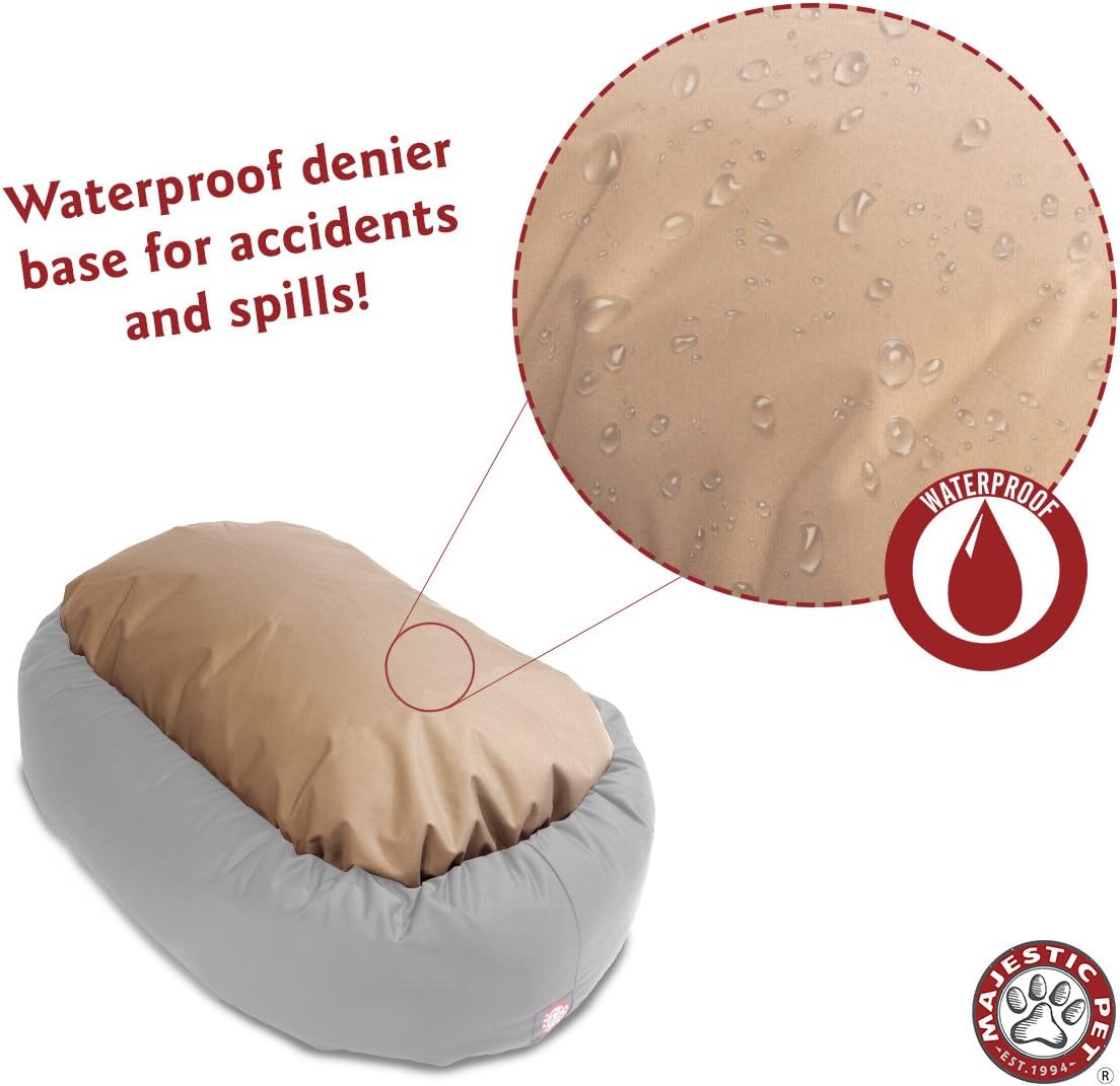 Majestic Pet 40 Inch Suede Calming Dog Bed Washable 40x29x9 (Inch) – Cozy Soft Round Donut Dog Bed with Spine Support for Dogs to Rest Their Head - Pet Bed Large – Gray