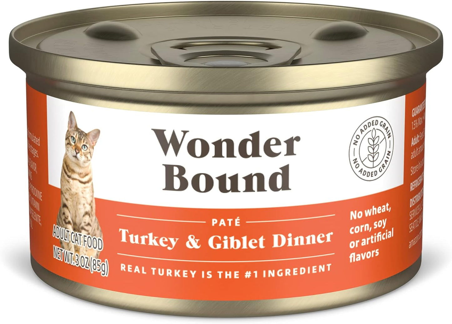 Amazon Brand - Wonder Bound Canned Wet Cat Food (Turkey & Giblet Dinner Paté), No Artificial Flavors, Adult Recipe, 3 Ounce (Pack of 24)