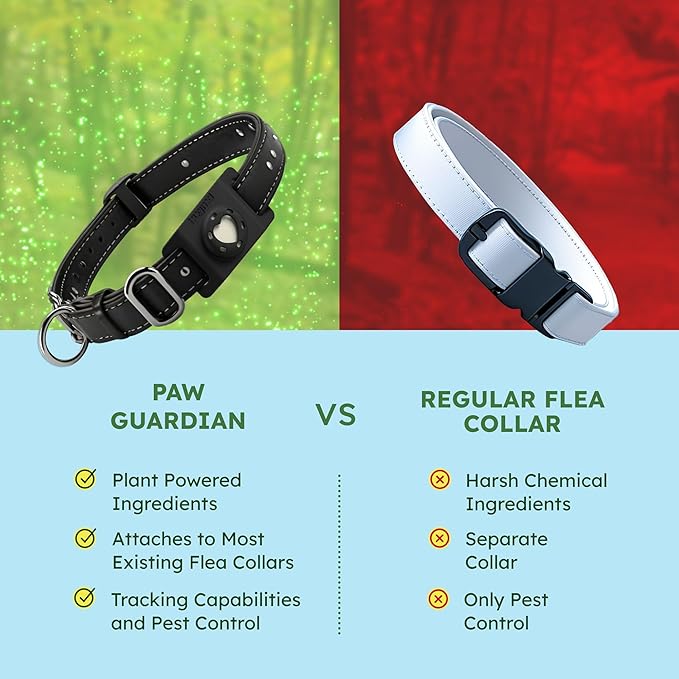 BugMD Paw Guardian Flea & Tick Pendant (3-Pack) with AirTag Holder – Plant-Based Flea & Tick Prevention for Dogs & Cats – Pet Collar Tag & GPS Tracker Holder for Cats & Dogs – Black