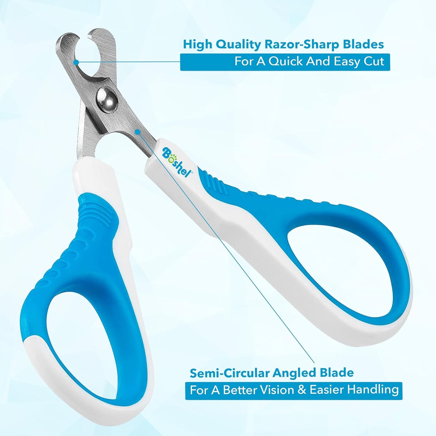 BOSHEL Cat Nail Clipper - Razor-Sharp & Angled Cat Clippers for Nails with Comfy Grip Handles. Lightweight & Safe Grooming Solution - Ideal for Smaller Pets