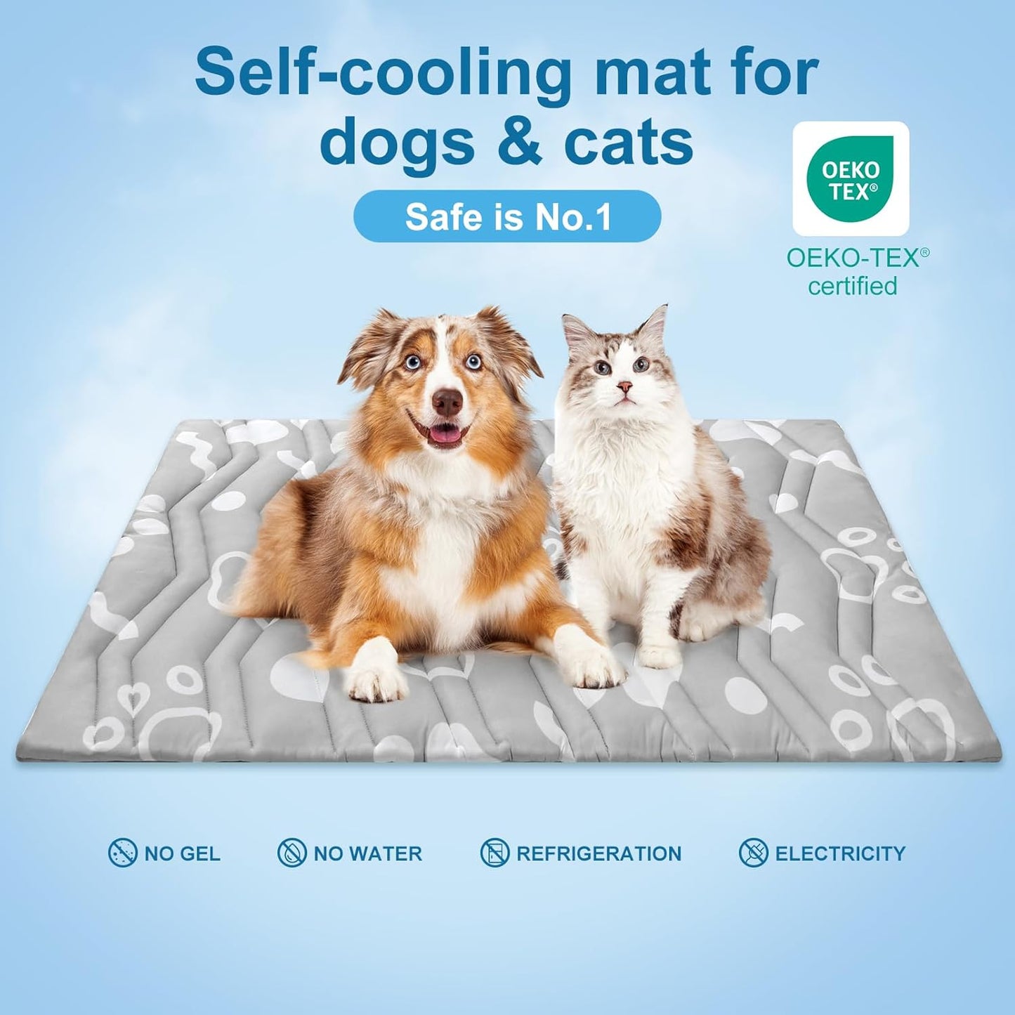 BEAUTYZOO Upgrade Dog Cooling Mat Extra Large, Reversible Self-Cooling Mat for Dogs, Thicken Pet Ice Cool Pad Blanket for Summer Kennel Sofa Bed Floor Car Seat, Machine Washable&Foldable, 48"x28"