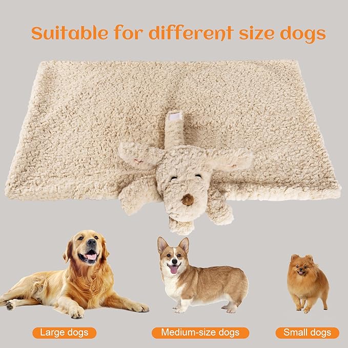 Heartbeat Toy Puppy Heartbeat Blanket for Dog Anxiety Relief, Heartbeat Stuffed Animal for Puppy Calming Aid Behavioral Aid, Comfort Cuddle Toy for Dogs Cats Pets…