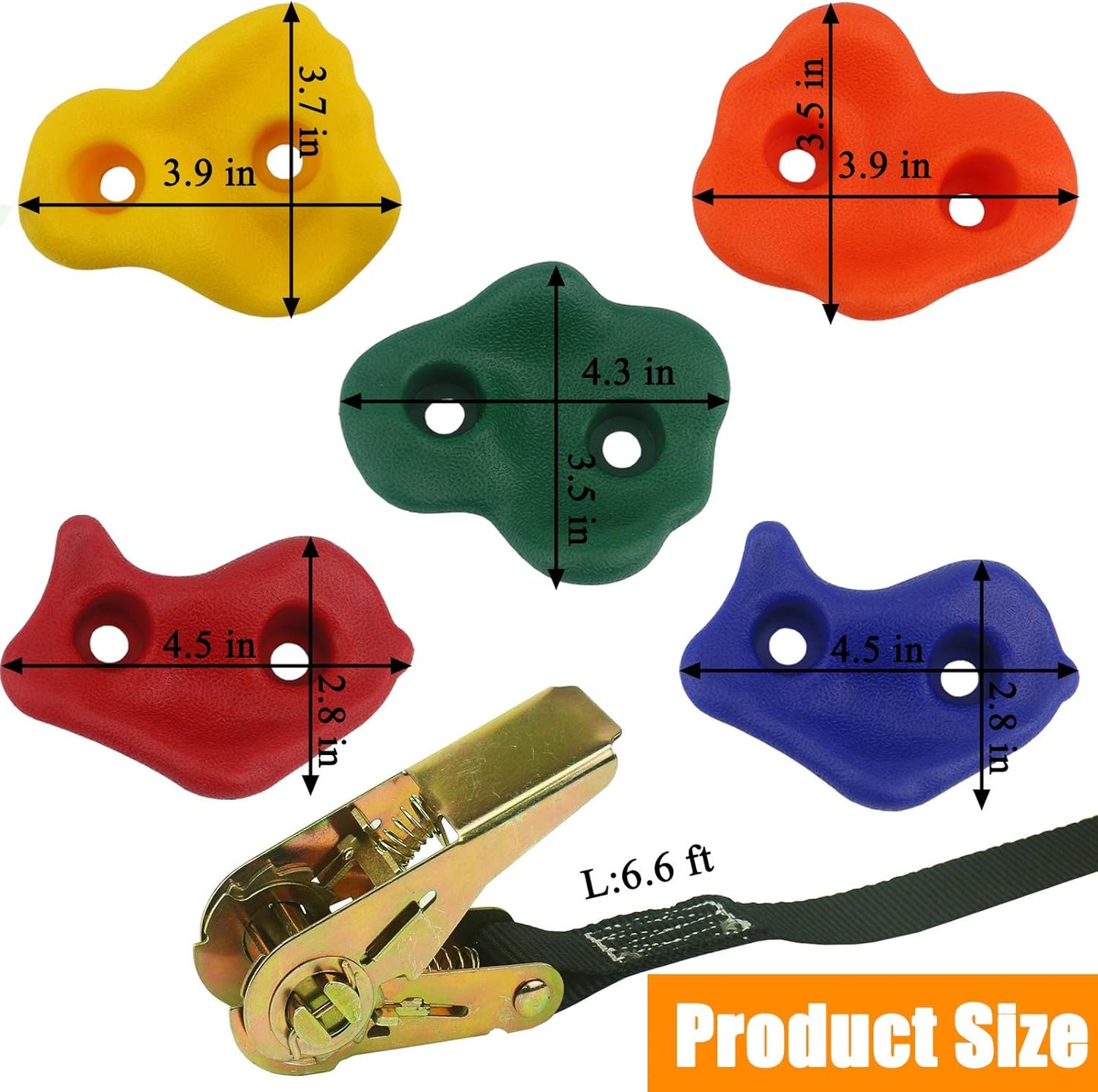 Ogrmar 15 Packs Ninja Tree Rock Climbing Holds Kits with 6 Ratchet Straps for Kids & Adults Outdoor Backyard Ninja Tree Obstacle Course Training