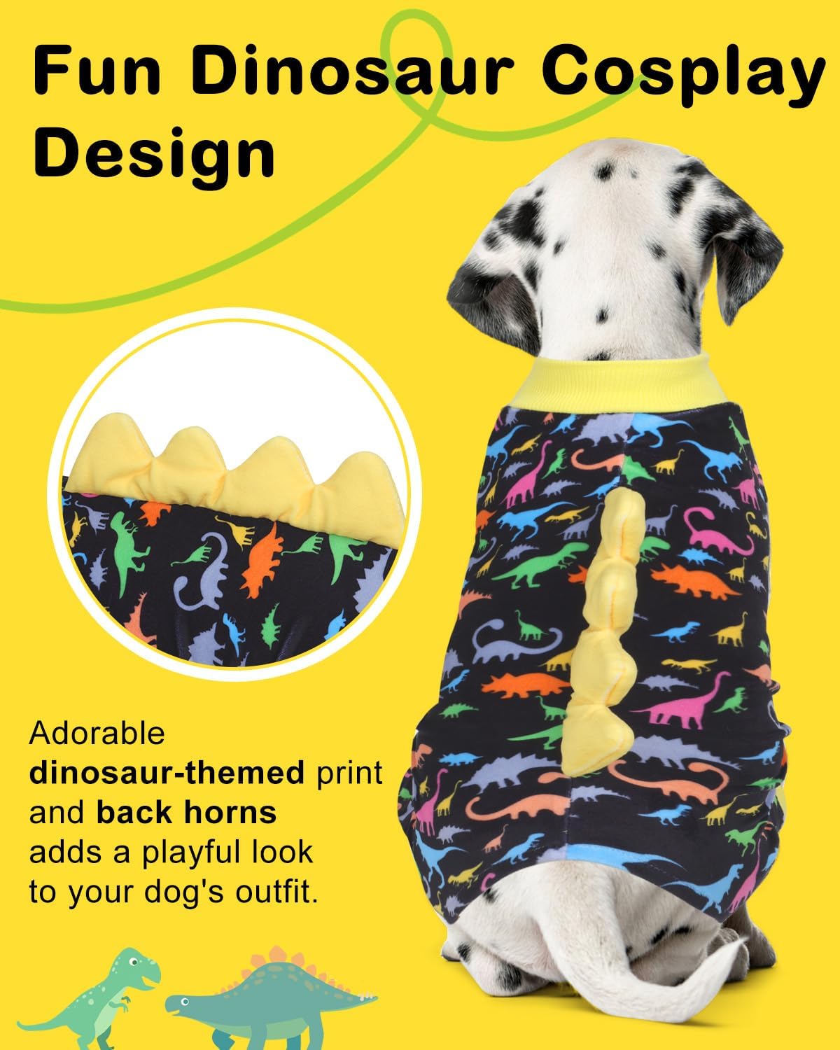 CuteBone Dinosaur Costume Dog Pajamas, Stretchy Spandex Crystal Velvet Sleepwear Coat for Small Dogs, Soft & Warm Pet Outfit Clothes for Cold Weather, Cozy Pullover Design COSP01XS