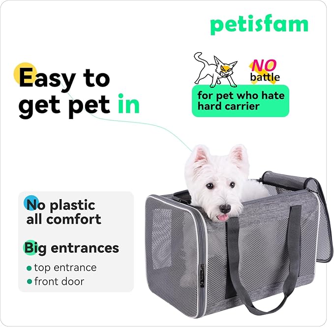 petisfam Soft Pet Carrier Bag for Cats and Puppy Under 20 lbs. Sturdy, Safe, Comfortable and Lightweight