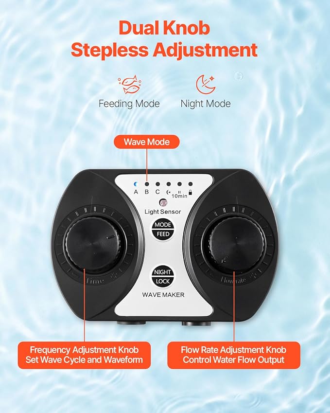 VEVOR Aquarium Wave Maker, 40W, 3963 GPH Quiet and Strong DC Powerhead, Adjustable Fish Tank Circulation Pump with Controller, Strong Magnetic Base, 360° Rotating Wavemaker, for Freshwater Saltwater