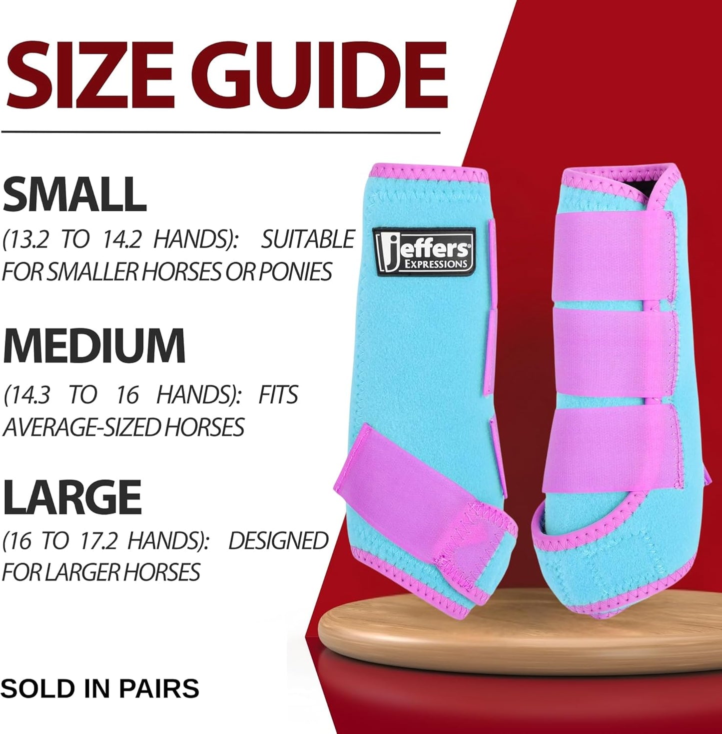 Jeffers Equine Neon Horse Boots – 1 Pair – Turquoise & Purple – Small Size – Breathable Neoprene, Secure Straps Closures – Durable Protection for Front & Hind Legs, Training, Trail & Riding Use