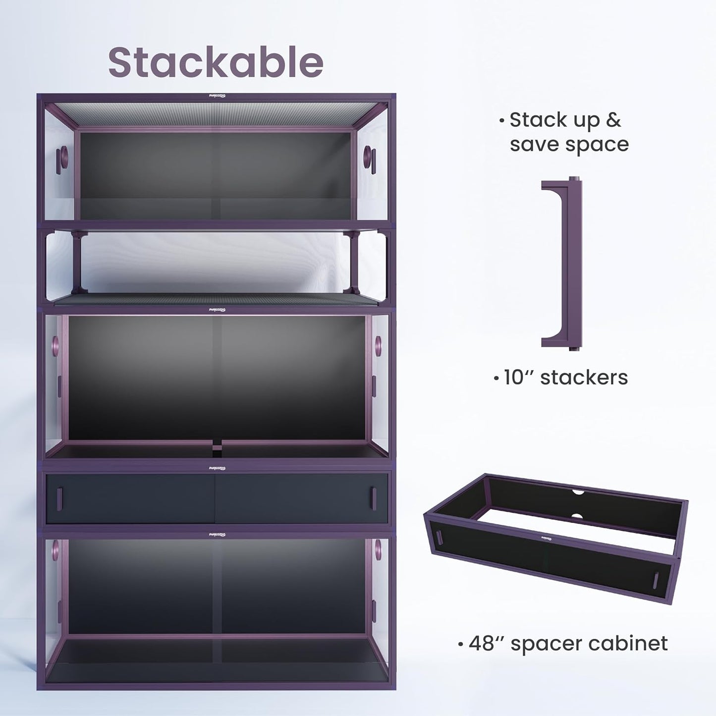 85 Gallon Reptile Tank, Front Opening Snake Tank for Easy Maintenance, Reptile Enclosure with Top Screen Ventilation 48''x24''x18''