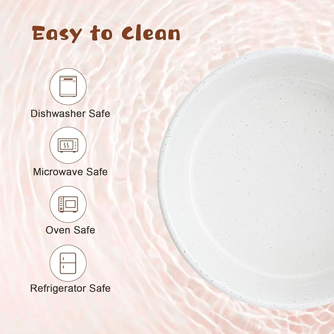 SPUNKYJUNKY Ceramic Elevated Dog Bowl Set with Acacia Wood Stand for Food and Water for Medium Dog (42.27 OZ, White and Reddish Brown)