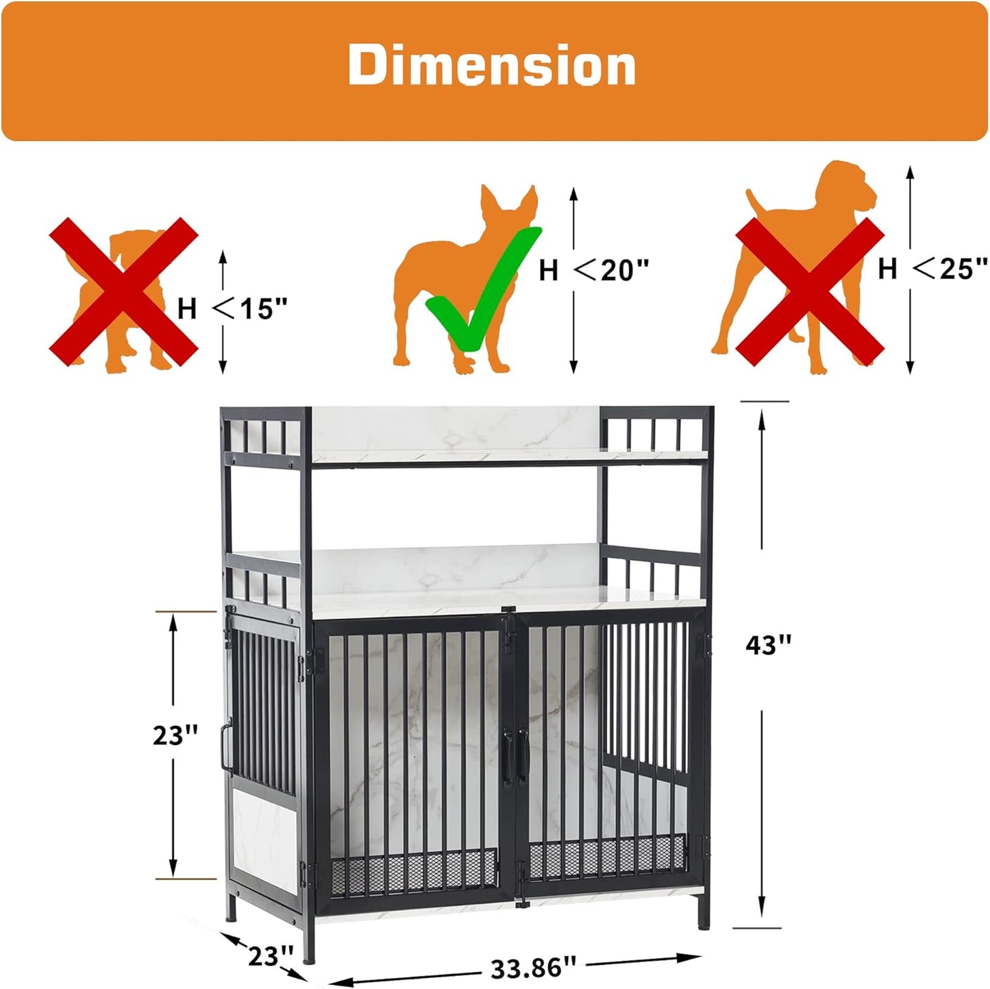 MCombo Furniture Style Dog Crate with Storage Shelves, Heavy Duty Wooden Dog Cage End Table, Triple Doors Pet House Indoor, 1368 (White)