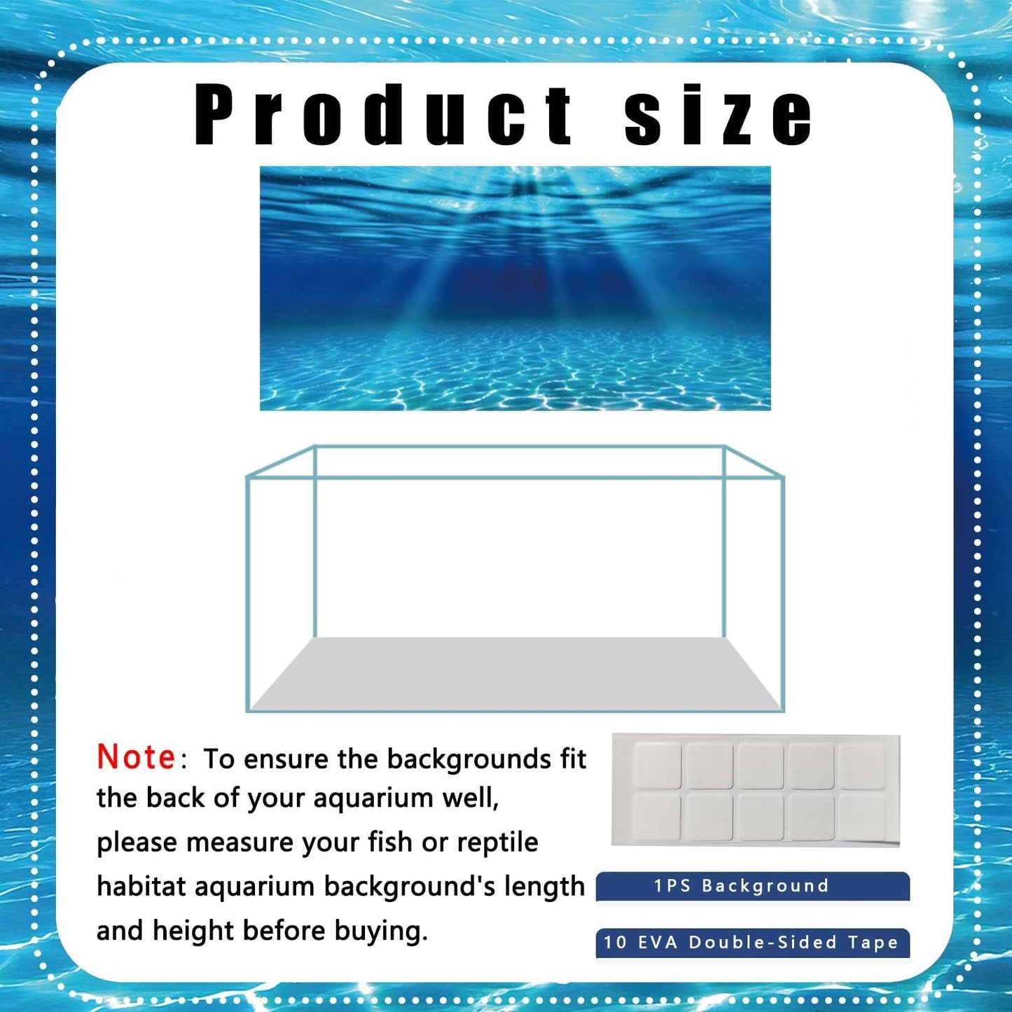 Natural Undersea Aquarium Background, Underwater Ocean Sunlight Fish Tank Background 48X20IN with 8 EVA Double-Sided Tape