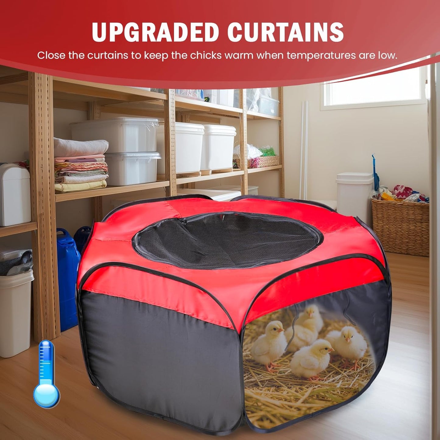 Brooder Box for Chick Starter Kit - Brooder Pen/Baby Chicken Supplies Brooder Box with Ideal Size Brooding Up to 15 Baby Chick, Duck and Quail