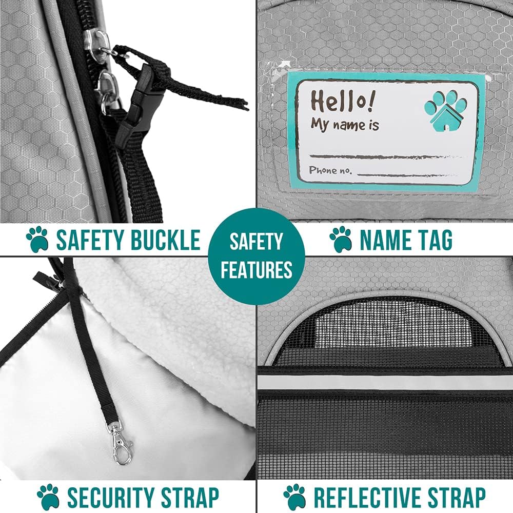 PetAmi Airline Approved Pet Carrier for Cat, Soft Sided Dog Carrier for Small Dogs, Cat Travel Supplies Accessories for Indoor Cats, Ventilated Pet Carrying Bag Medium Large Kitten Puppy, Large Gray