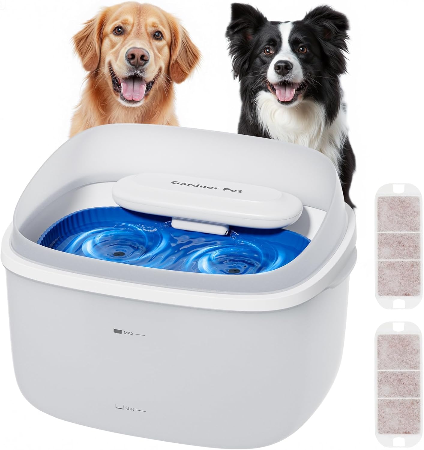 Gardner Pet Dog Water Fountain for Large Dogs, 8L/2.1Gal Large Capacity Automatic Dog Water Bowl Dispenser with Vortex Circulation, Maifan Stone Filter, Splash-Proof, Quiet Cat & Dog Water Bowl