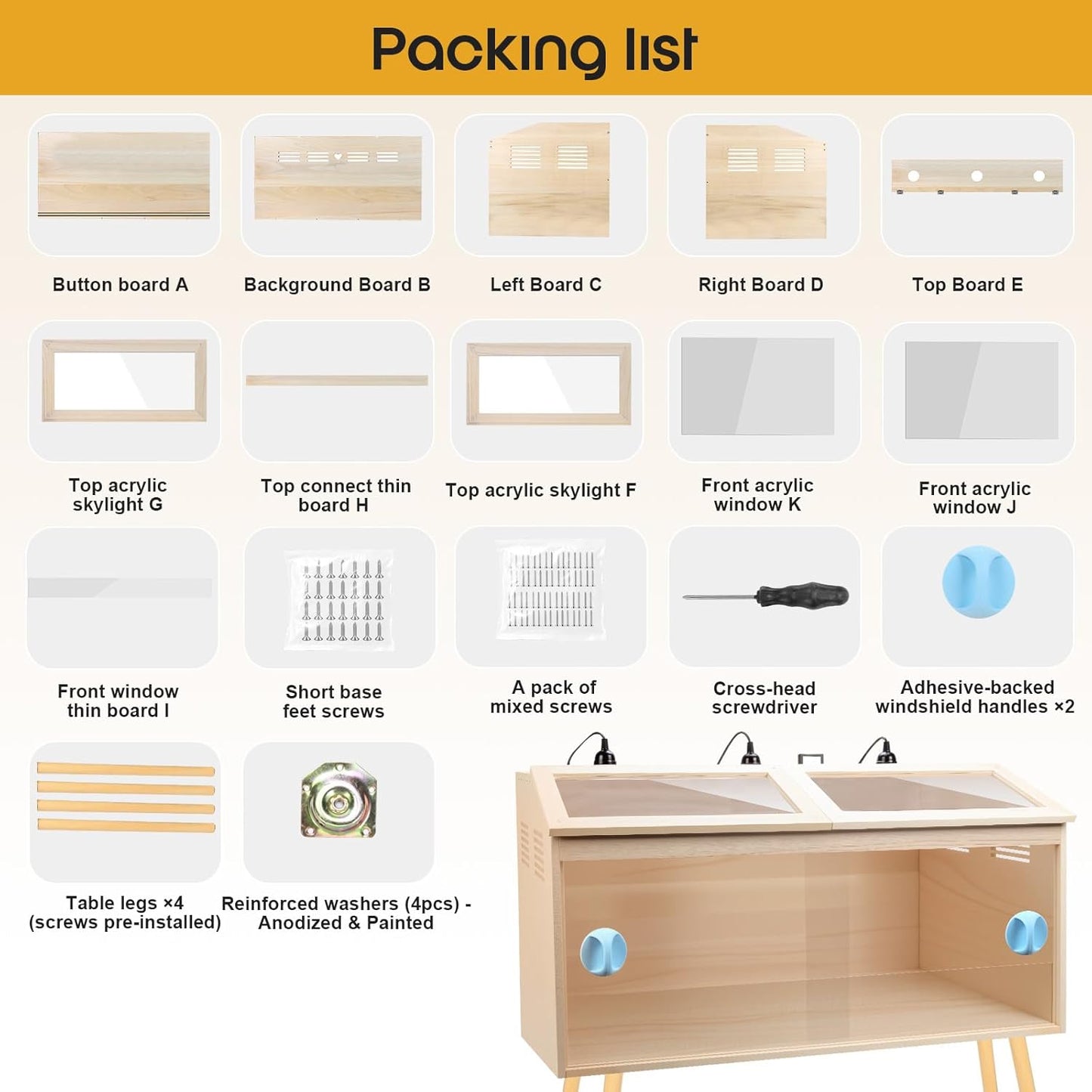 Reptile Terrarium with Stand & Ventilation - 33 Gallon Bearded Dragon Tank, Wood & Acrylic Enclosure, Reptile Tank Includes Waterproof Liner & Screwdriver (32.7" L x 14.5" W x 16.3" H)