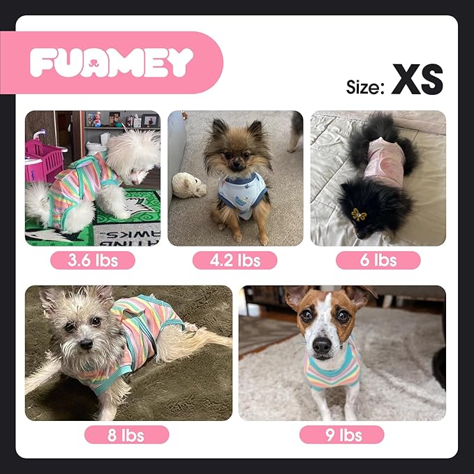 FUAMEY Dog Recovery Suit Male,Dogs Surgery Neuter Suits Puppy Spay Shirts for Female Protect Dog's Skin Anti Licking Abdominal Wounds Doggie Onesie Pet Bodysuit Alternative to Cone Red Stripes XS