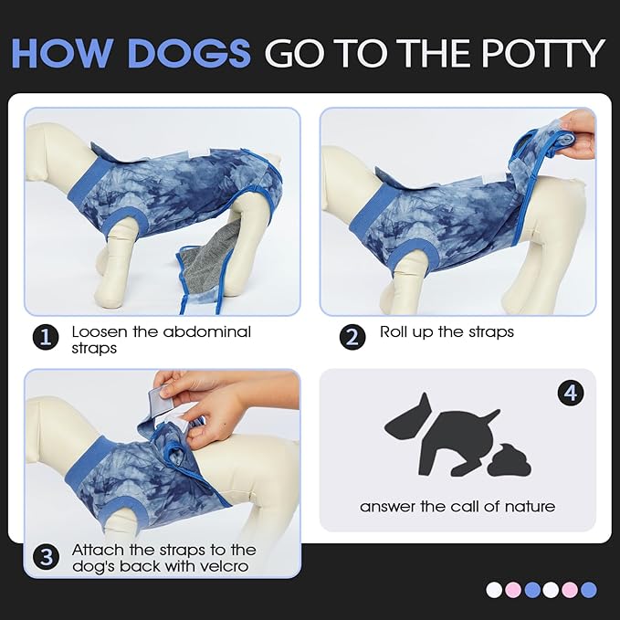 FUAMEY Recovery Suit for Dogs After Surgery,Soft Breathable Dog Bodysuit E-Collar & Cone Alternative Surgical Suit,Male Female Dog Neuter Spay Suits Anti Licking Wounds Onesie Blue Tie Dye XL