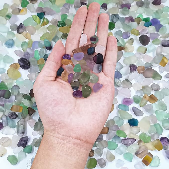 Keedolla 3 LB Fluorite Tumbled Chips Aquarium Fish Tank Gravel, Natural Crystal Quartz Stones Rocks Pebbles for Vase Fillers, Garden, Succulent Plants Decor