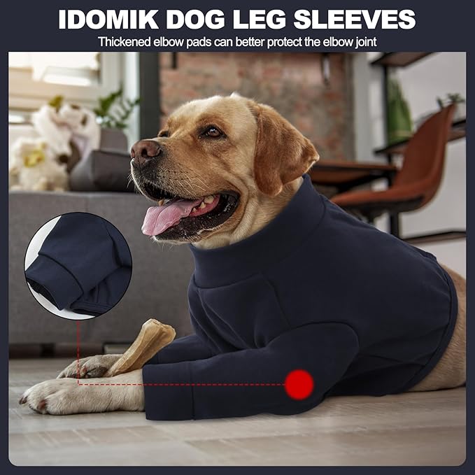 IDOMIK Dog Recovery Suit, Dog Surgery Recovery Suit Front Legs, Comfy Joint Leg Sleeves After Surgery, Elbow Braces Protector for Leg Injuries & Joint Pain, Cone Collar Alternatives,Navy,2XL