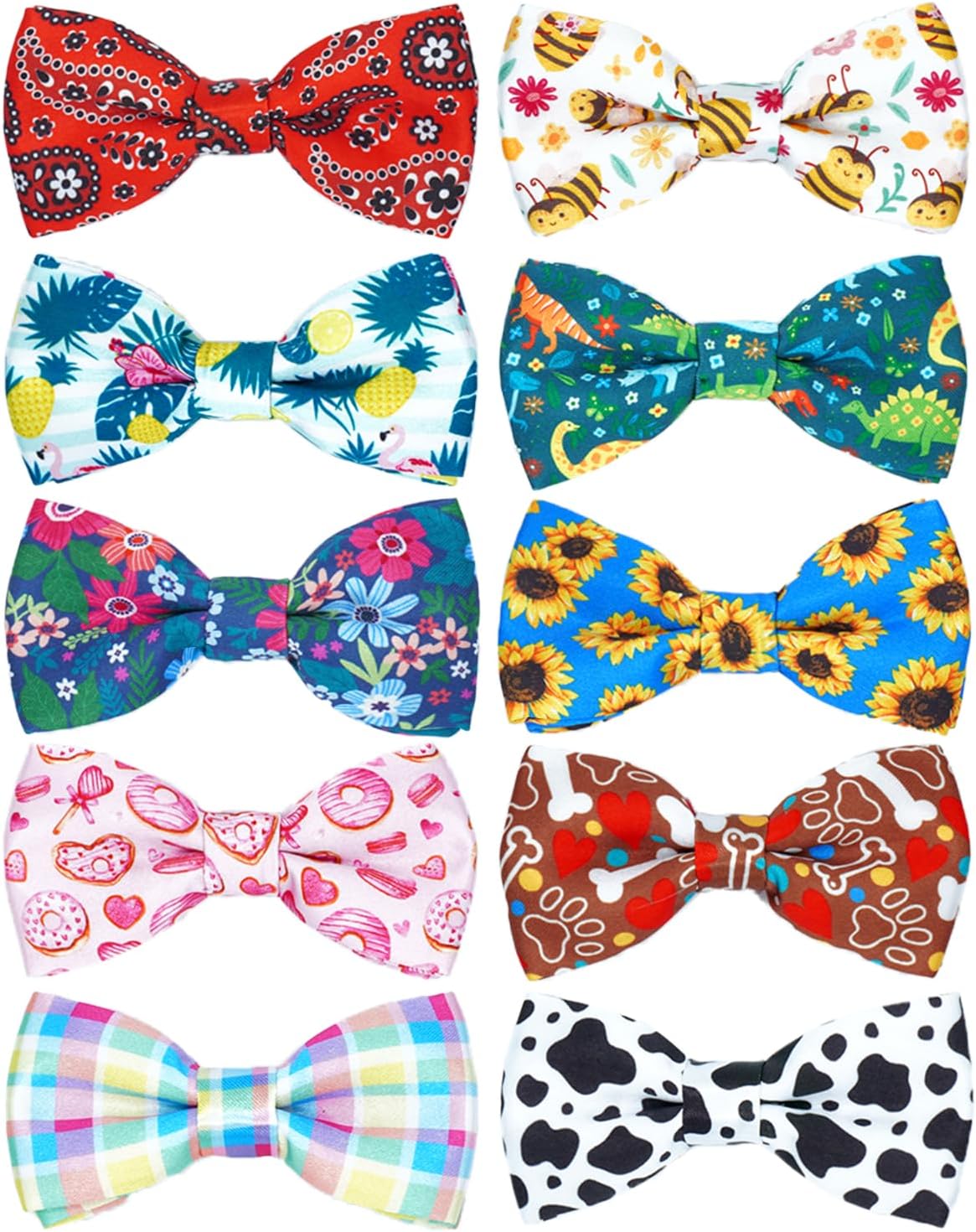 PET SHOW 10 Pack Big Dog Bow Ties for Large Medium Dogs Sliding Collar Attachments Daily Bowties Multiple Styles Cute Summer Bowknots Wedding Party Holiday Pet Grooming Accessories(Large)