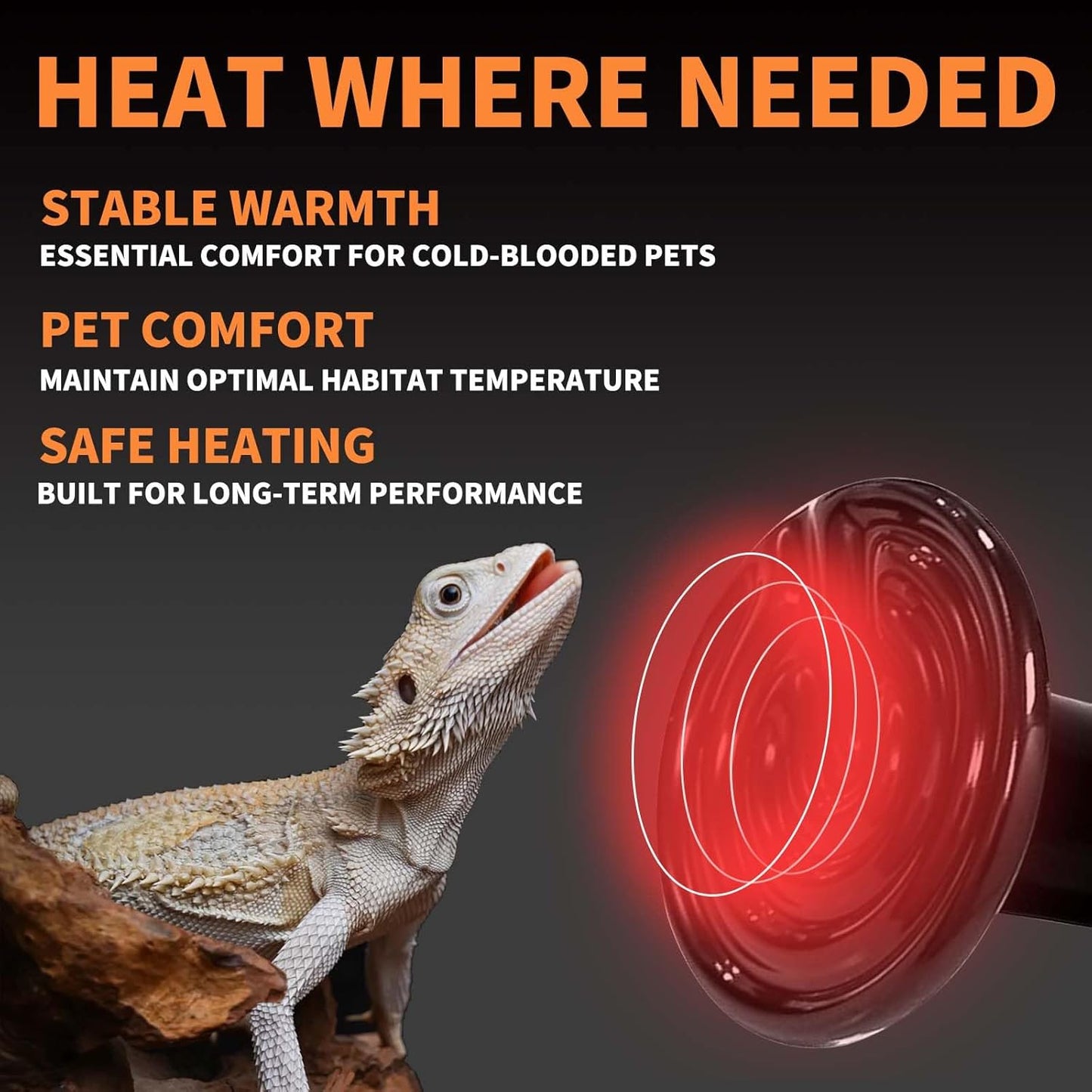 50W Reptile Heat Lamp(2 Packs)-Ceramic Heat Emitter for Reptiles Amphibian Pet Brooders Chicken Incubation, and Terrariums Turtle Lizard Bearded Dragon Snake E26