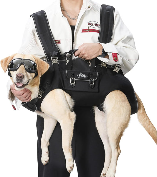 Dog Backpack Carrier - Spine-Friendly for Large Dogs(24-35lbs) Horizontal Design Dog Carrier with Adjustable Back Straps for Joint Injuries, Arthritis, Ideal for Stairs, Elderly Dogs(Size XL)