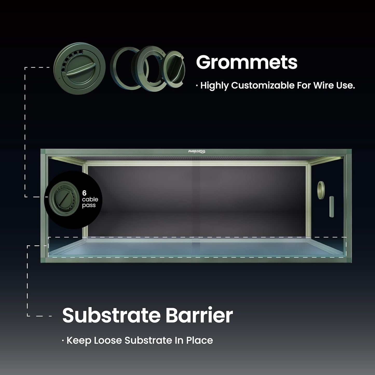 85 Gallon Reptile Tank, Front Opening Snake Tank for Easy Maintenance, Reptile Enclosure with Top Screen Ventilation 48''x24''x18''