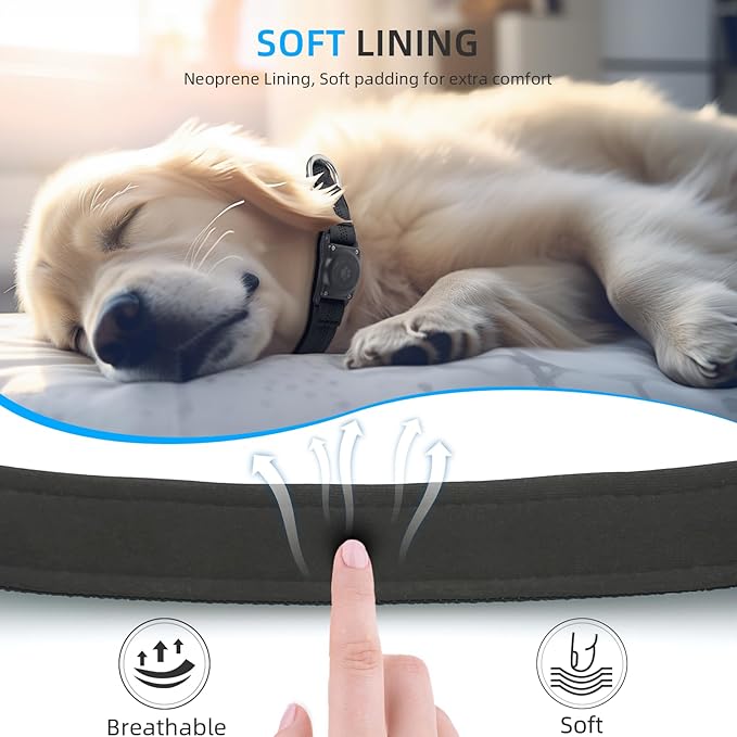 Upgraded AirTag Dog Collar, IP68 Waterproof Air Tag Dog Collar Holder, Reflective, Ultra-Durable, Comfortable Padded, Heavy Duty Dog Collars for Small Medium Large Dogs (S (10.6"-13.6"), Black)