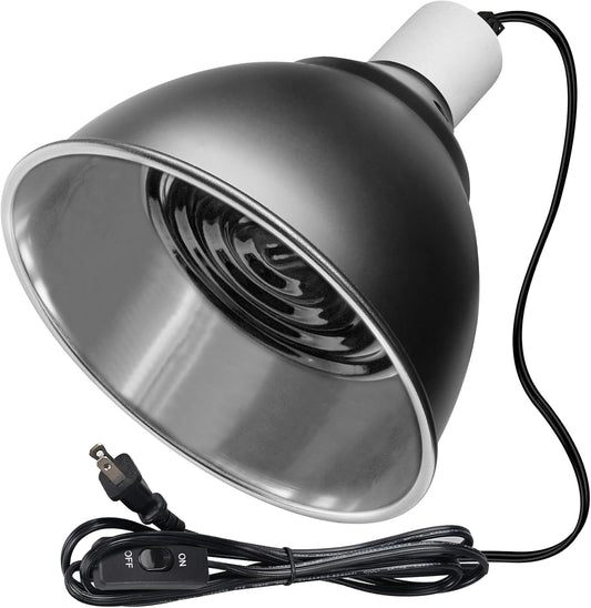 Large Caliber Reptile Lamp Cover Dome Supports Up to 250W, Diameter 7.0 Inch Heat Lamp/Light Fixture Dome Fit for E26 UVA/UVB Basking Bulbs, Perfectly Fit 250 watts Ceramic Heat Lamp