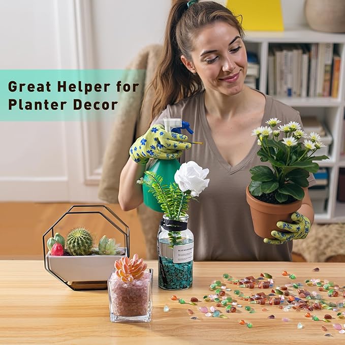 0.5 Lb/230g Blue Howlite Turquoise Crushed Stone Crystal Chips Bulk, Aquarium Gravel Rocks Polished Tumbled Stones Marble for Vases Filler, Garden and Fish Tank Decoration - 7-9mm