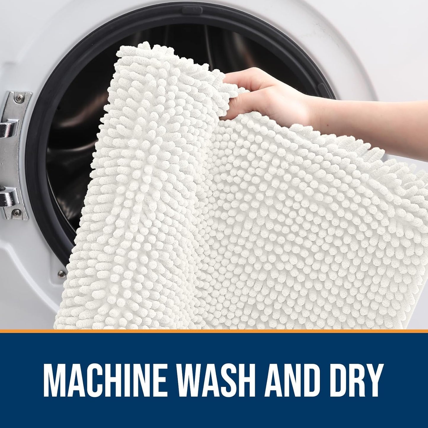 OLANLY Dog Door Mat for Muddy Paws 59x35, Absorbs Moisture and Dirt, Absorbent Non-Slip Washable Doormat, Quick Dry Chenille Mud Mat for Dogs, Entry Indoor Entryway Carpet for Inside Floor, Ivory