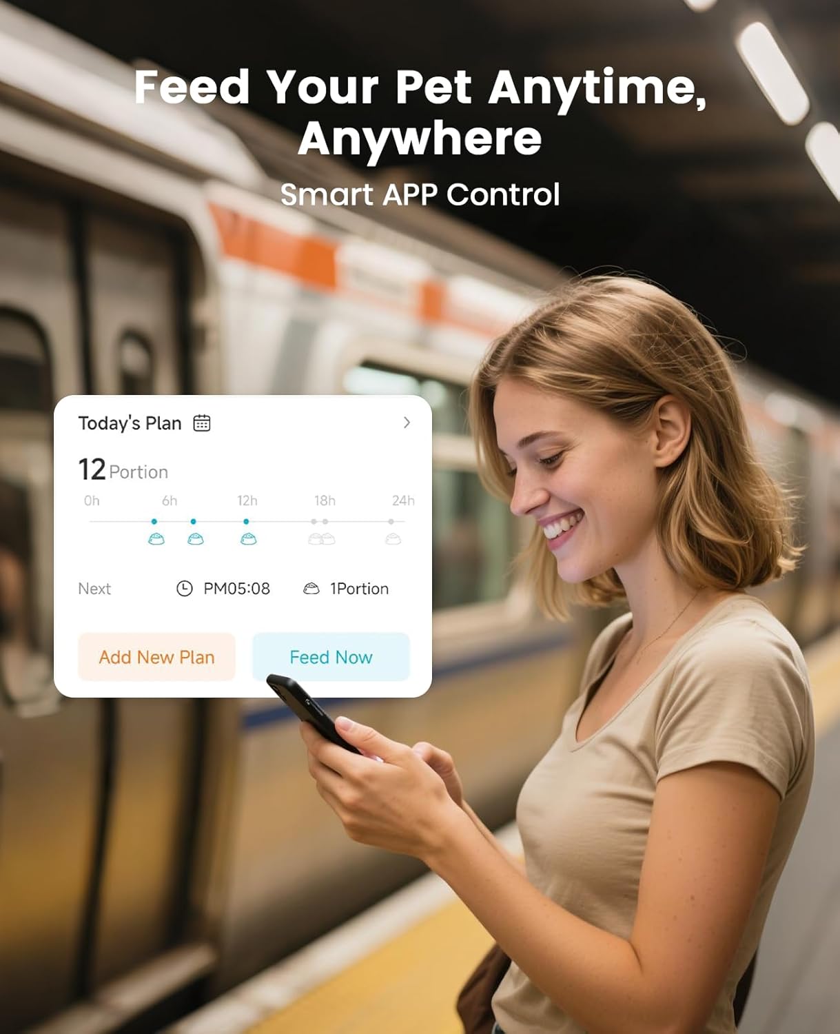 oneisall Automatic Cat Feeder, WiFi Cat Food Dispenser with App Control, Auto Cats Feeder Automatic for Dry Food, Smart Pet Food Dispenser with Portion Control for Small Pets Indoor