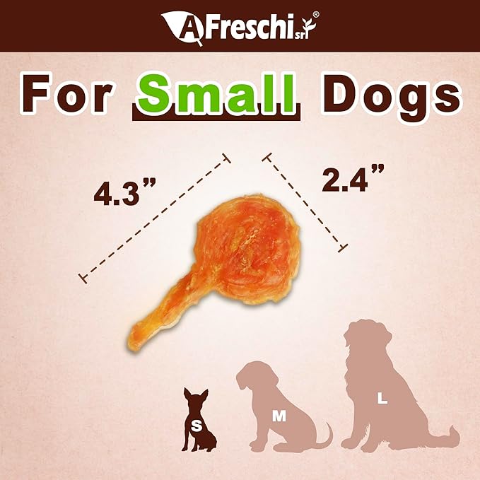 Afreschi Natural Turkey Tendon Lollipop Pack of 4, Dog Treat for Signature Series, All Natural Human Grade Puppy Chew, USA-Sourced Turkey Tendon, Rawhide Alternative