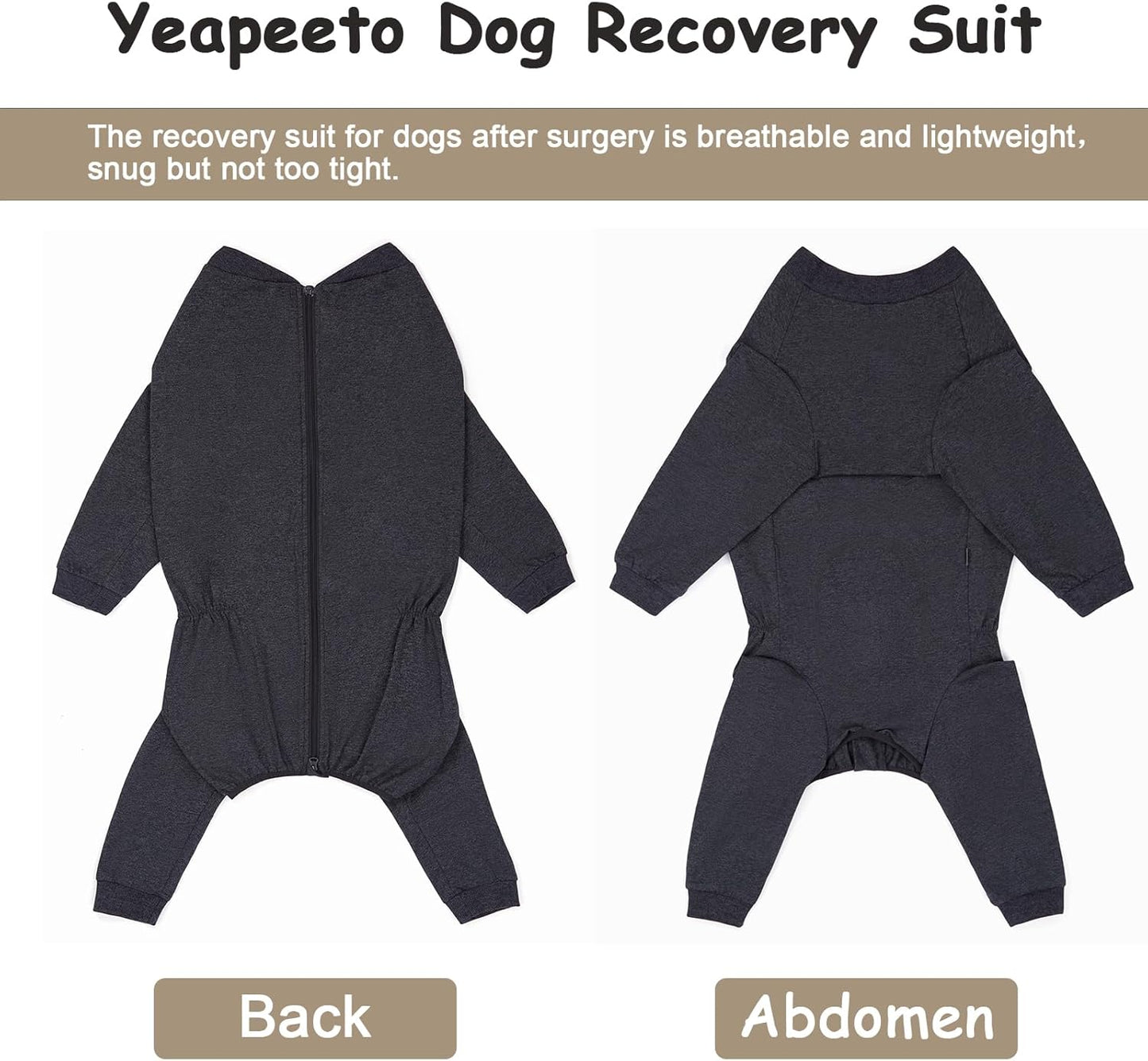 Yeapeeto Dog Onesie Surgery Recovery Suit for Large Medium Bodysuit Dogs Pajamas PJS Full Body for Shedding, Prevent Licking, Wound Protection, Cone Alternative(4XL,Dark Grey)