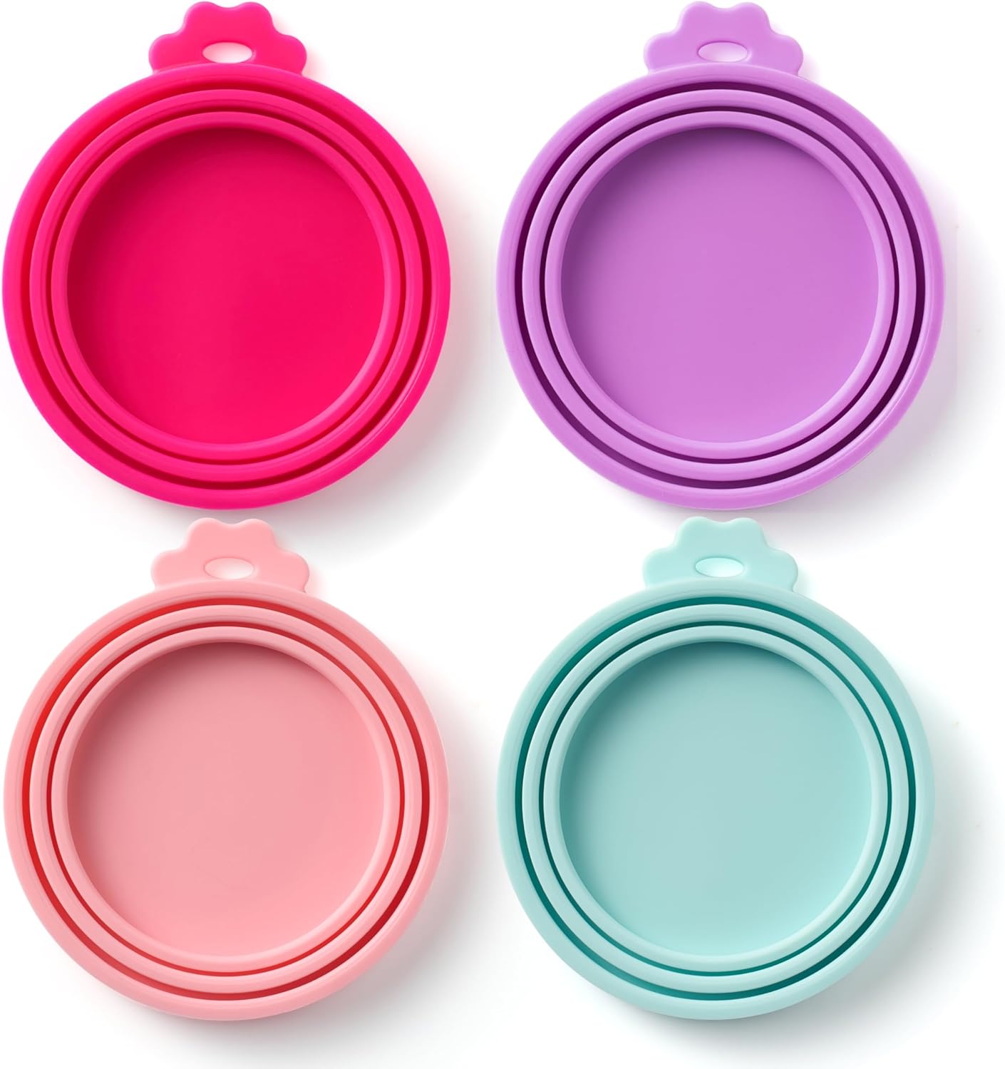 4 Pack Universal Pet Food Can Covers Lids - One fit 3 Standard Size Cans for Cats and Dogs Food Cans - Easy to Clean - Safe Silicone - Blush Breeze