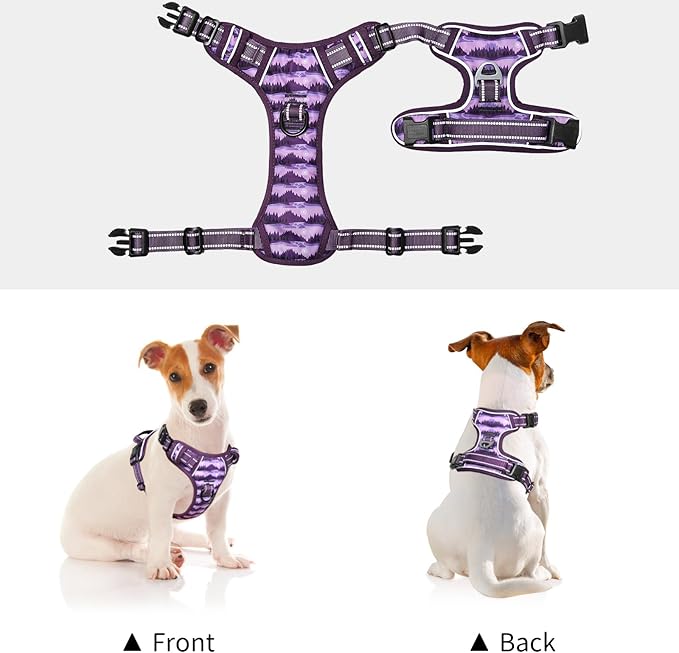 Timos Dog Harness,No-Pull Pet Harness Adjustable Soft Padded Dog Vest,Reflective No-Choke Pet Oxford Vest with Easy Control Handle for Small Dogs,Moon Night,S