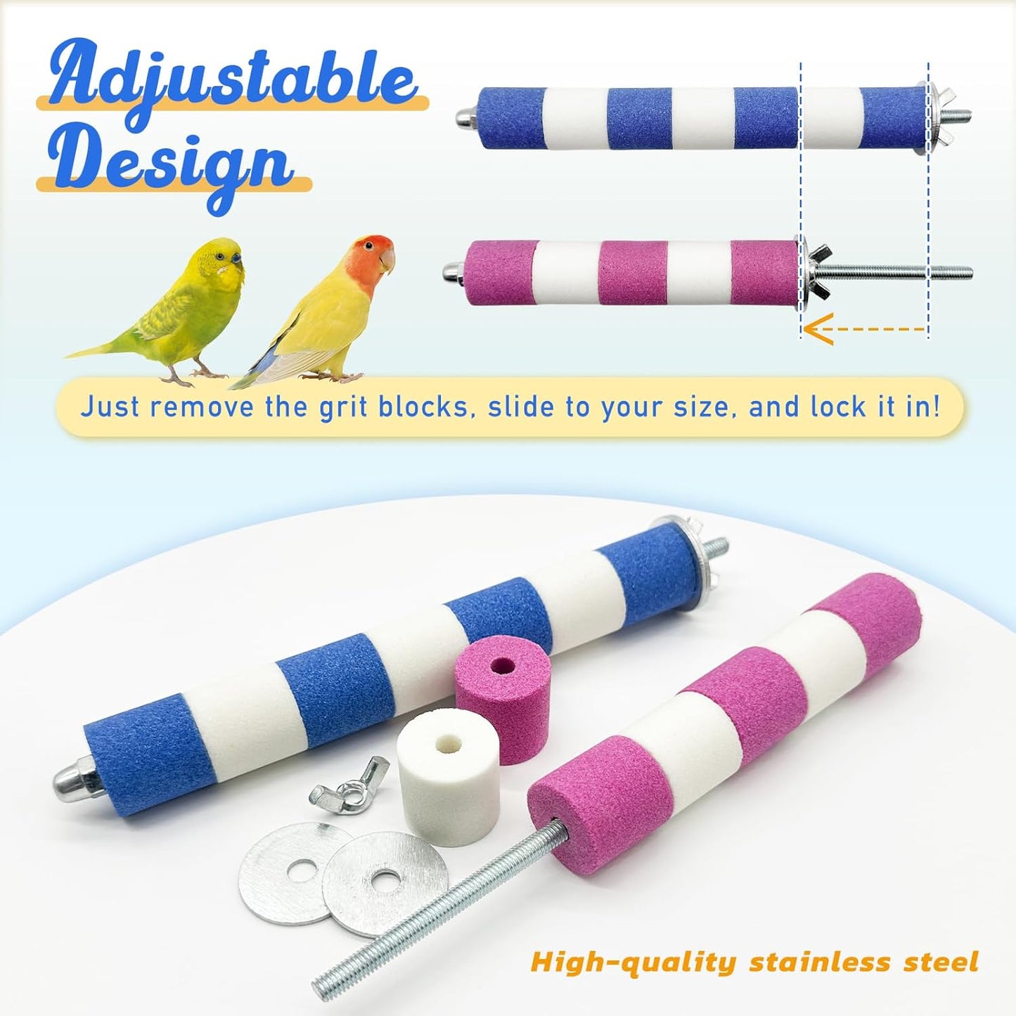 Bird Perches for Cage Bird Cage Accessories Toys Parrot Sand Paw Grinding Stick for Budgies Lovebirds Cockatiels Conures Quakers Small to Medium Birds
