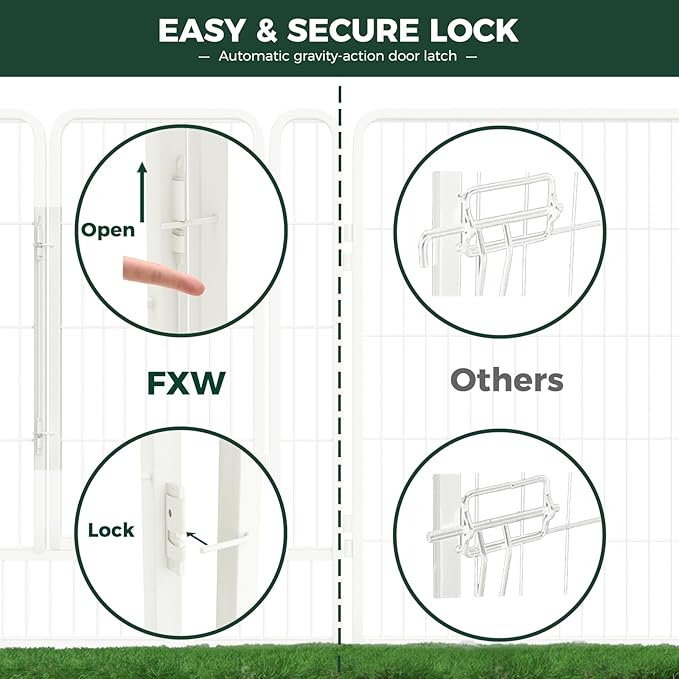 FXW Rollick Unleashed Dog Playpen for Indoor, Yard, RV Camping, 40 inch 16 Panels for Medium and Large Dogs, White│Patented